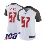 Women's Tampa Bay Buccaneers #57 Noah Spence White Vapor Untouchable Limited Player 100th Season Football Jersey