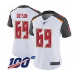 Women's Tampa Bay Buccaneers #69 Demar Dotson White Vapor Untouchable Limited Player 100th Season Football Jersey