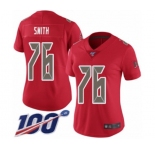 Women's Tampa Bay Buccaneers #76 Donovan Smith Limited Red Rush Vapor Untouchable 100th Season Football Jersey