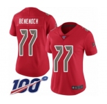 Women's Tampa Bay Buccaneers #77 Caleb Benenoch Limited Red Rush Vapor Untouchable 100th Season Football Jersey
