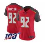 Women's Tampa Bay Buccaneers #92 William Gholston Red Team Color Vapor Untouchable Limited Player 100th Season Football Jersey