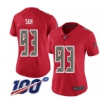 Women's Tampa Bay Buccaneers #93 Ndamukong Suh Limited Red Rush Vapor Untouchable 100th Season Football Jersey