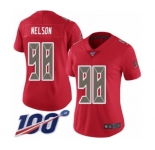 Women's Tampa Bay Buccaneers #98 Anthony Nelson Limited Red Rush Vapor Untouchable 100th Season Football Jersey