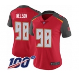 Women's Tampa Bay Buccaneers #98 Anthony Nelson Red Team Color Vapor Untouchable Limited Player 100th Season Football Jersey