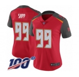 Women's Tampa Bay Buccaneers #99 Warren Sapp Red Team Color Vapor Untouchable Limited Player 100th Season Football Jersey