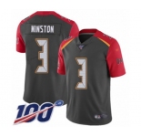 Youth Tampa Bay Buccaneers #3 Jameis Winston Limited Gray Inverted Legend 100th Season Football Jersey