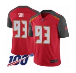 Youth Tampa Bay Buccaneers #93 Ndamukong Suh Red Team Color Vapor Untouchable Limited Player 100th Season Football Jersey