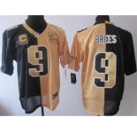 Nike NFL Jerseys New Orleans Saints #9 Drew Brees Black-Gold  [Elite C patch]