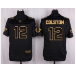 Nike New Orleans Saints #12 Marques Colston Black Pro Line Gold Collection Jersey[Elite]