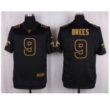 Nike New Orleans Saints #9 Drew Brees Black Pro Line Gold Collection Jersey[Elite]