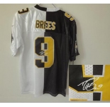 nike nfl jerseys new orleans saints #9 brees black-white[Elite split signature]
