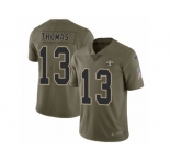 Men Nike New Orleans Saints #13 Michael Thomas Limited Olive 2017 Salute to Service NFL Jersey