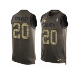 Men Nike New Orleans Saints #20 Ken Crawley Limited Green Salute to Service Tank Top NFL Jersey