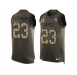 Men Nike New Orleans Saints #23 Marshon Lattimore Limited Green Salute to Service Tank Top NFL Jersey