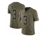 Men Nike New Orleans Saints #3 Bobby Hebert Limited Olive 2017 Salute to Service NFL Jersey