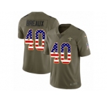 Men Nike New Orleans Saints #40 Delvin Breaux Limited Olive USA Flag 2017 Salute to Service NFL Jersey
