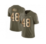 Men Nike New Orleans Saints #48 Vonn Bell Limited Olive Gold 2017 Salute to Service NFL Jersey