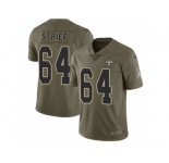 Men Nike New Orleans Saints #64 Zach Strief Limited Olive 2017 Salute to Service NFL Jersey