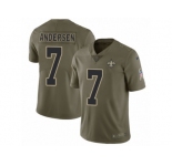 Men Nike New Orleans Saints #7 Morten Andersen Limited Olive 2017 Salute to Service NFL Jersey