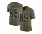 Men Nike New Orleans Saints #89 Josh Hill Limited Olive 2017 Salute to Service NFL Jersey
