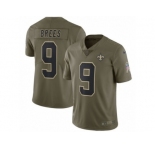 Men Nike New Orleans Saints #9 Drew Brees Limited Olive 2017 Salute to Service NFL Jersey