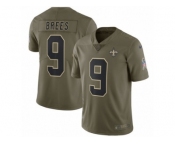 Men Nike New Orleans Saints #9 Drew Brees Limited Olive 2017 Salute to Service NFL Jersey