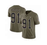 Men Nike New Orleans Saints #91 Trey Hendrickson Limited Olive 2017 Salute to Service NFL Jersey