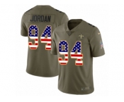 Men Nike New Orleans Saints #94 Cameron Jordan Limited Olive USA Flag 2017 Salute to Service NFL Jersey