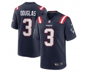 Men's New England Patriots #3 Demario Douglas Navy 2025 Football Stitched Game Jersey
