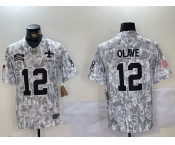Men's New Orleans Saints #12 Chris Olave 2024 Arctic Camo Salute To Service Limited Stitched Football Jersey