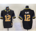 Men's New Orleans Saints #12 Chris Olave Black 2024 F.U.S.E. Vapor Limited Stitched Jerseys