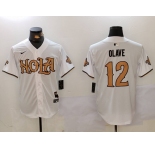 Men's New Orleans Saints #12 Chris Olave Number White Nola Baseball Jerseys