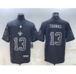 Men's New Orleans Saints #13 Michael Thomas Black Reflective Limited Stitched Football Jersey