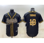 Men's New Orleans Saints #13 Michael Thomas Black Team Big Logo With Patch Cool Base Stitched Baseball Jersey