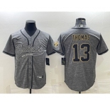 Men's New Orleans Saints #13 Michael Thomas Gray With Patch Cool Base Stitched Baseball Jersey