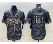 Men's New Orleans Saints #13 Michael Thomas Grey Camo With Patch Cool Base Stitched Baseball Jersey