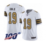 Men's New Orleans Saints #19 Ted Ginn Jr Limited White Rush Vapor Untouchable 100th Season Football Jersey