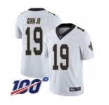 Men's New Orleans Saints #19 Ted Ginn Jr White Vapor Untouchable Limited Player 100th Season Football Jersey