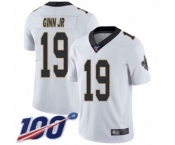 Men's New Orleans Saints #19 Ted Ginn Jr White Vapor Untouchable Limited Player 100th Season Football Jersey