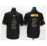 Men's New Orleans Saints #2 Jameis Winston Black Gold Throwback Limited Jersey