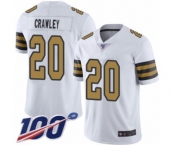 Men's New Orleans Saints #20 Ken Crawley Limited White Rush Vapor Untouchable 100th Season Football Jersey