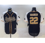Men's New Orleans Saints #22 Rashid Shaheed Black White 1987 Legacy Cool Base Stitched Baseball Jersey