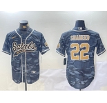 Men's New Orleans Saints #22 Rashid Shaheed Grey Camo With Patch Cool Base Stitched Baseball Jersey