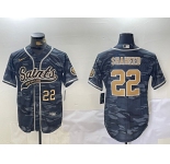 Men's New Orleans Saints #22 Rashid Shaheed Grey Camo With Patch Cool Base Stitched Baseball Jerseys