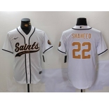 Men's New Orleans Saints #22 Rashid Shaheed White Cool Base Stitched Baseball Jersey