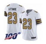 Men's New Orleans Saints #23 Marshon Lattimore Limited White Rush Vapor Untouchable 100th Season Football Jersey