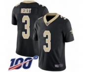 Men's New Orleans Saints #3 Bobby Hebert Black Team Color Vapor Untouchable Limited Player 100th Season Football Jersey