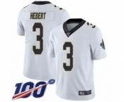 Men's New Orleans Saints #3 Bobby Hebert White Vapor Untouchable Limited Player 100th Season Football Jersey