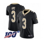 Men's New Orleans Saints #3 Wil Lutz Black Team Color Vapor Untouchable Limited Player 100th Season Football Jersey