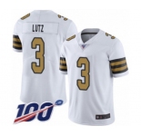 Men's New Orleans Saints #3 Wil Lutz Limited White Rush Vapor Untouchable 100th Season Football Jersey